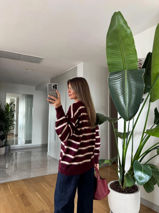 Burgundy Striped cardi