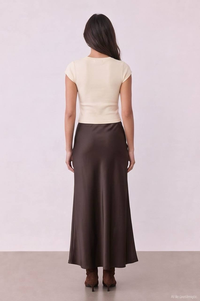 Satin Skirt - Brown