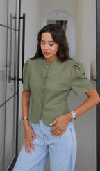 Puff Sleeve Blouse - Khaki