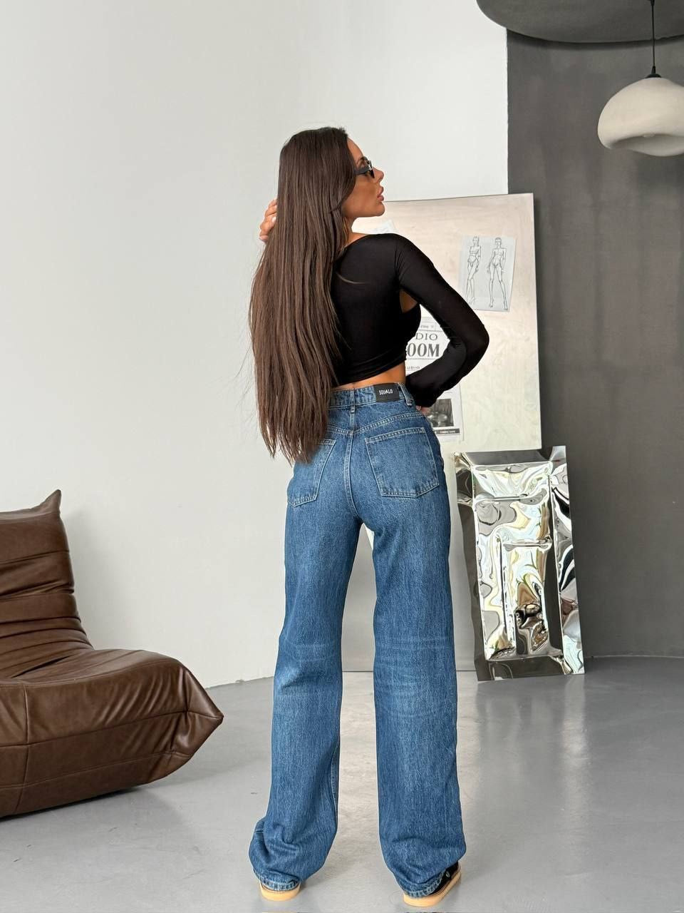 Blue Wide-Leg Jeans