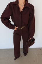 Denim Jumpsuit - Brown