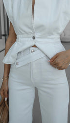 Cross Belt Jeans - White