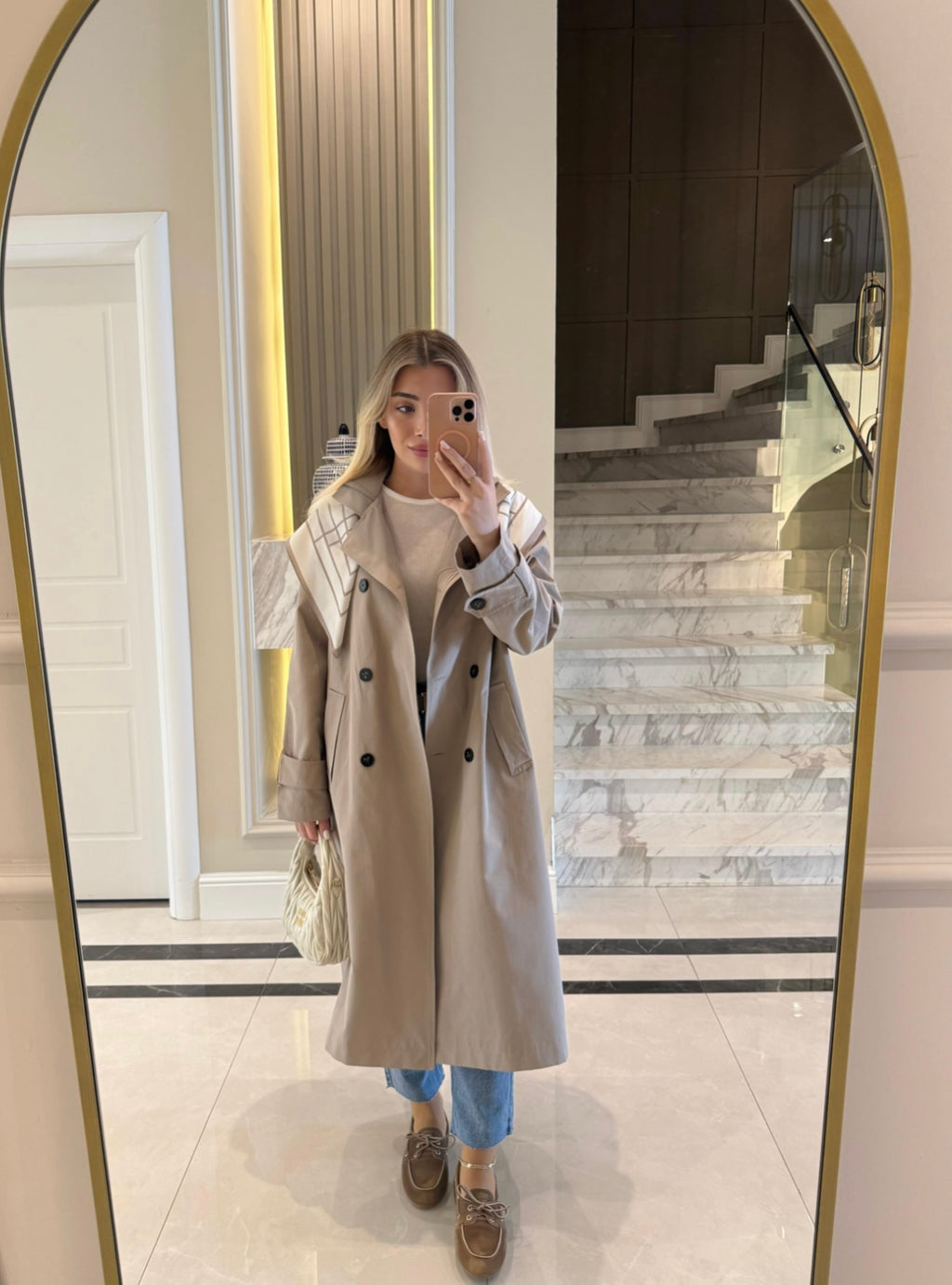 Beige Long Trench Coat