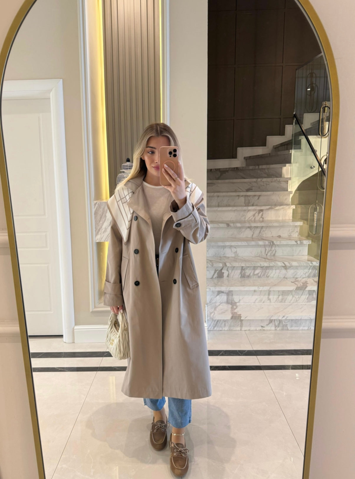 Beige Long Trench Coat