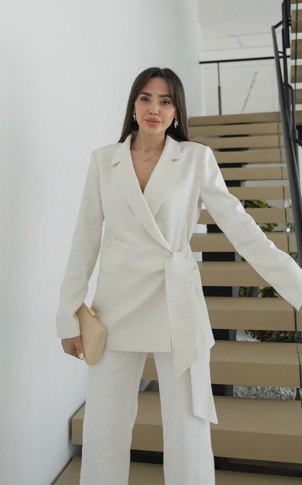 Belted Linen Blazer - Ecru
