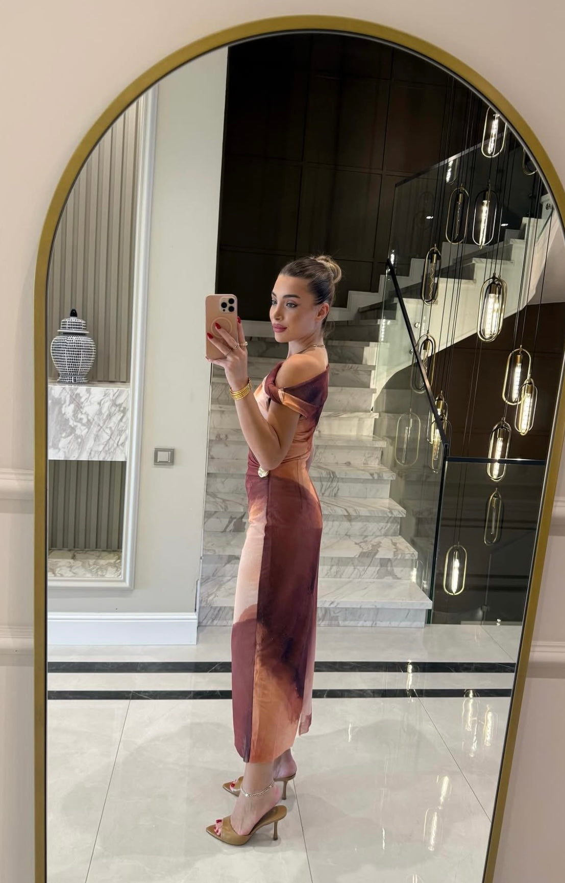 Patterned Draped Dress