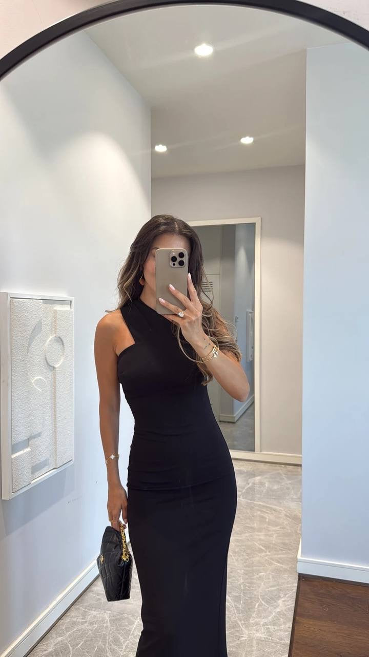 One shoulder dress - black