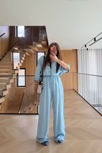 Comfy Denim Set - Light blue