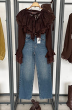 Brown Lace French Shirt