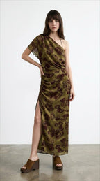 Khaki patterned dress