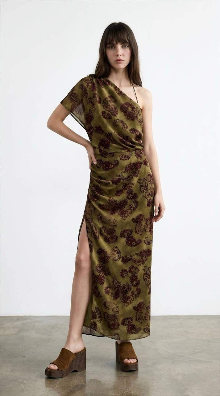 Khaki patterned dress