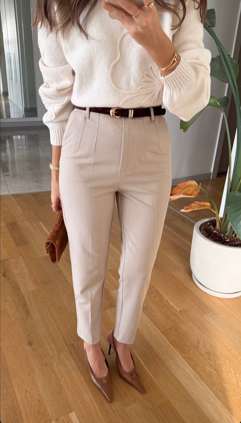 Belted Beige Pants