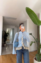 Lace-Detailed Cardigan - Blue