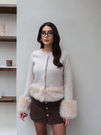 Fur-detailed Cardigan