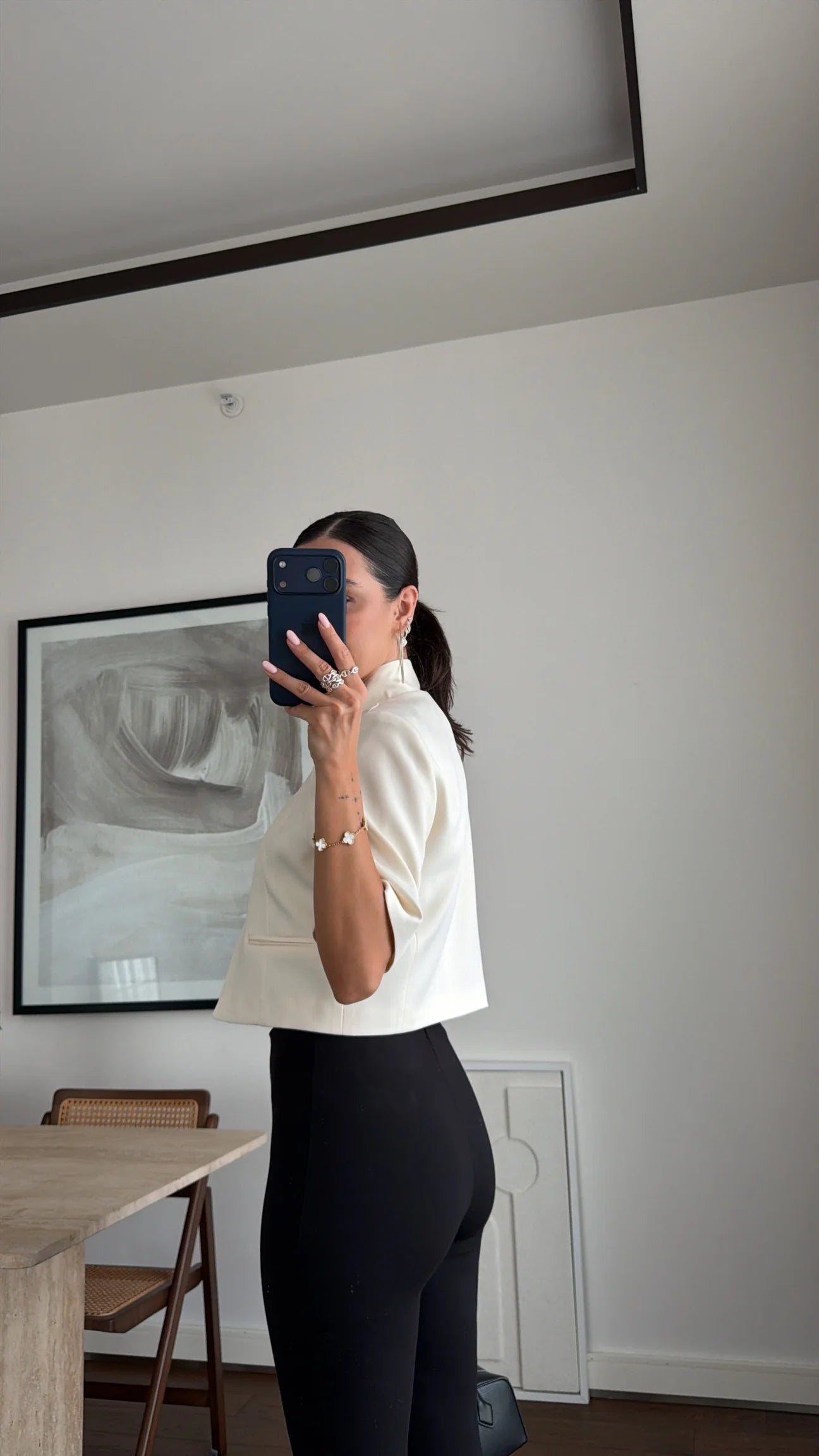 Cropped Blazer - white