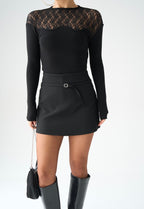 Black Lace Detailed Top