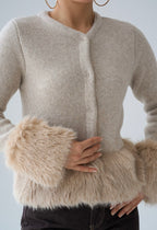 Fur-detailed Cardigan