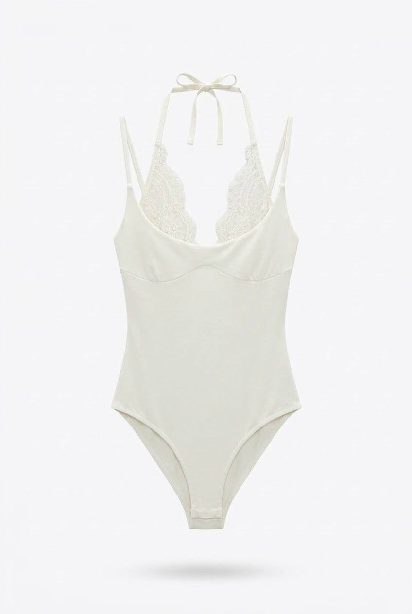 Lace detailed Bodysuit - White