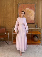 Ruffle Sleeve Belted Dress