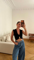 Shell Charm Crop - Black