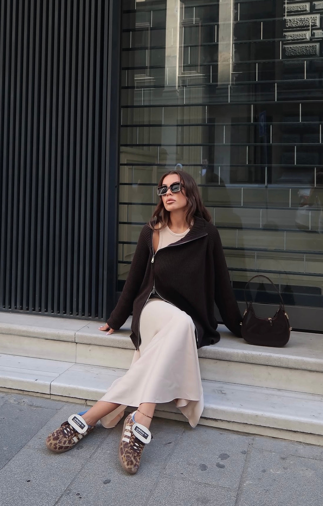 Zipper Sweater Brown