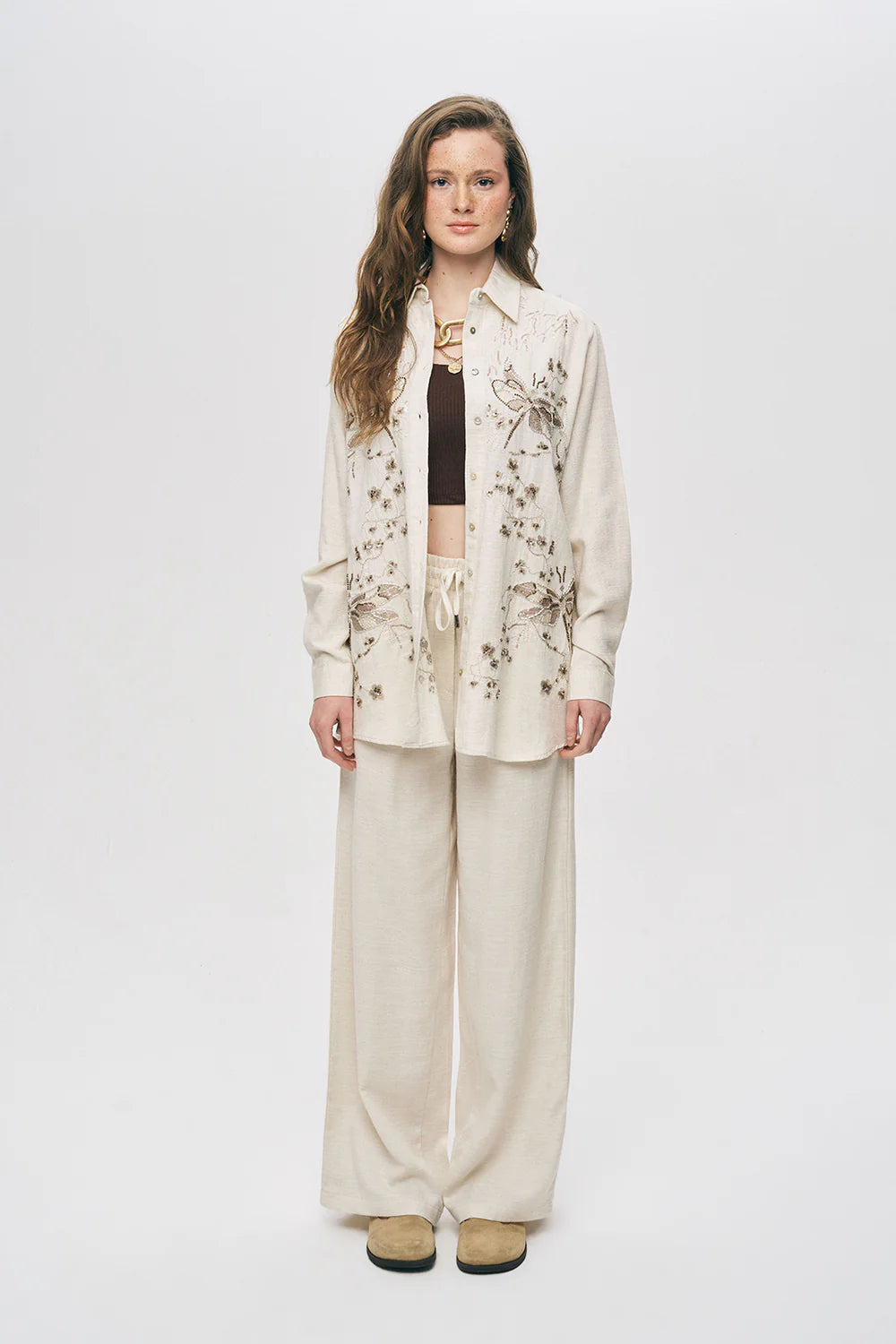 Linen Shirt with Embroidery