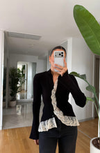 Lace-Detailed Cardigan - Black