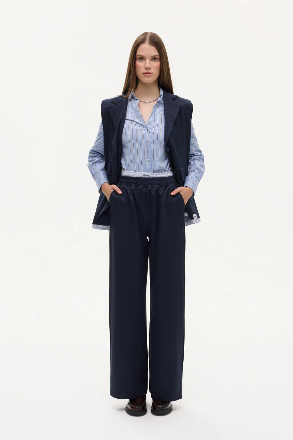 Elastic Waist Wide Leg Pants