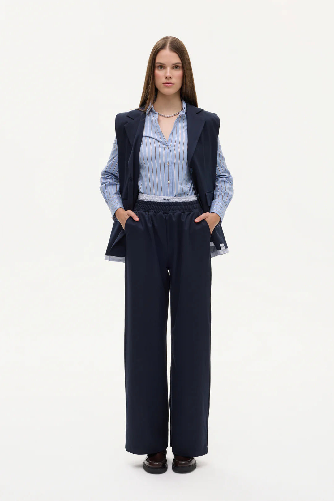 Elastic Waist Wide Leg Pants