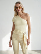 one shoulder Blouse - yellow