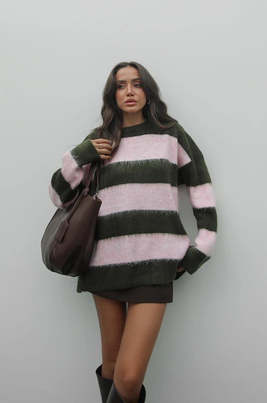 Green-pink sweater