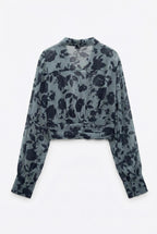 Patterned Blue Blouse