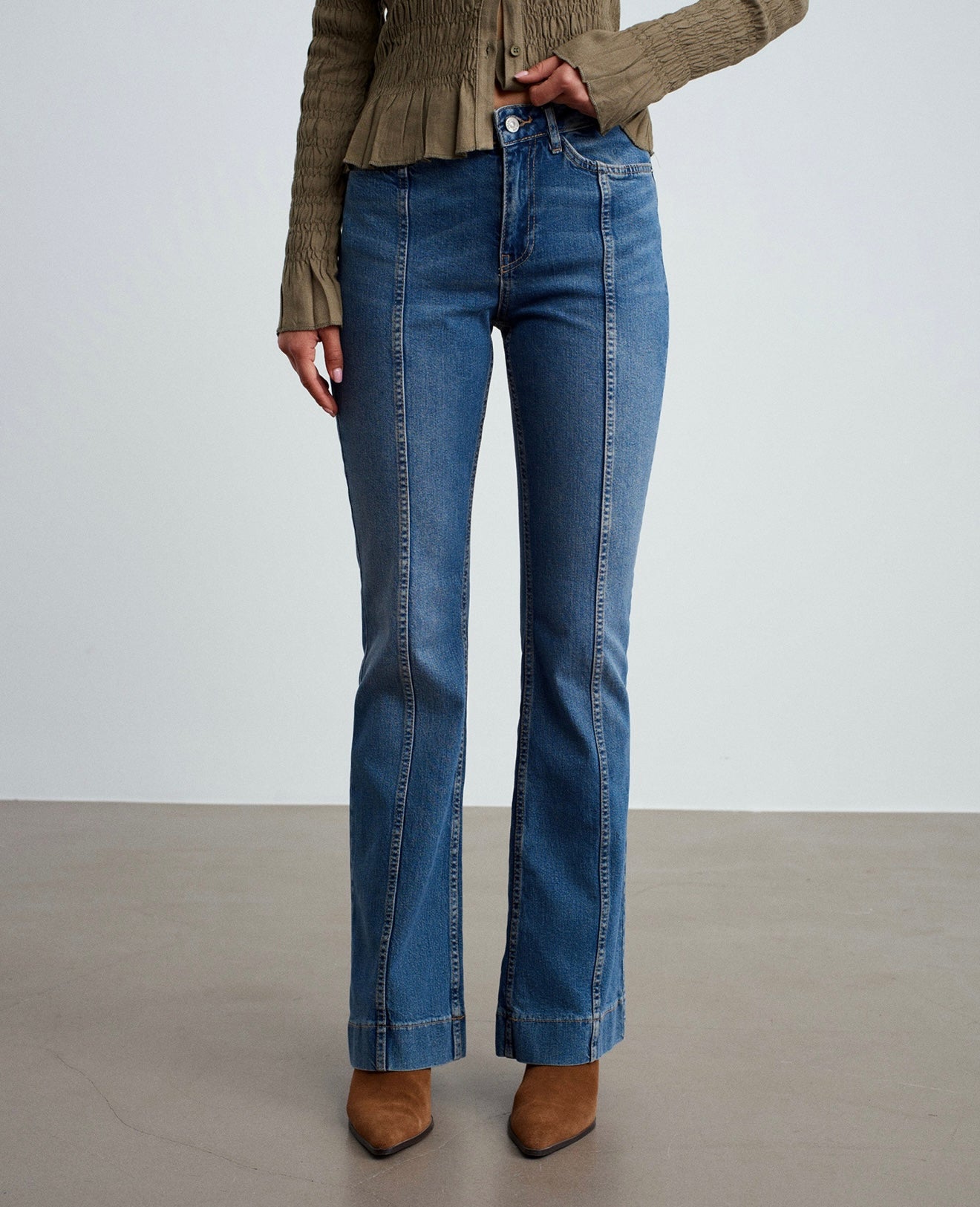 Stitch-detailed Bootcut Jeans