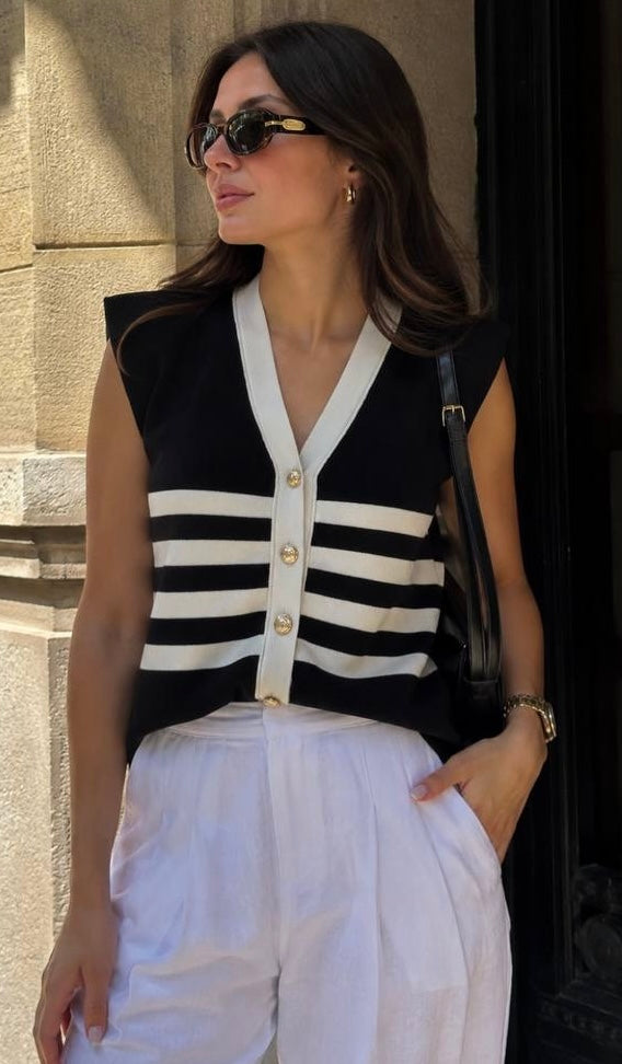 Paris Stripe Knit Vest