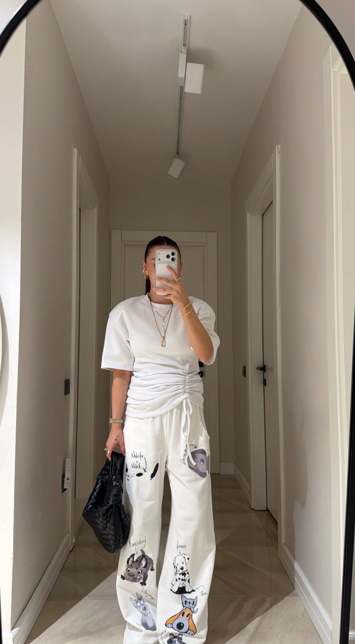 White Sweatpants with Cartoon Prints