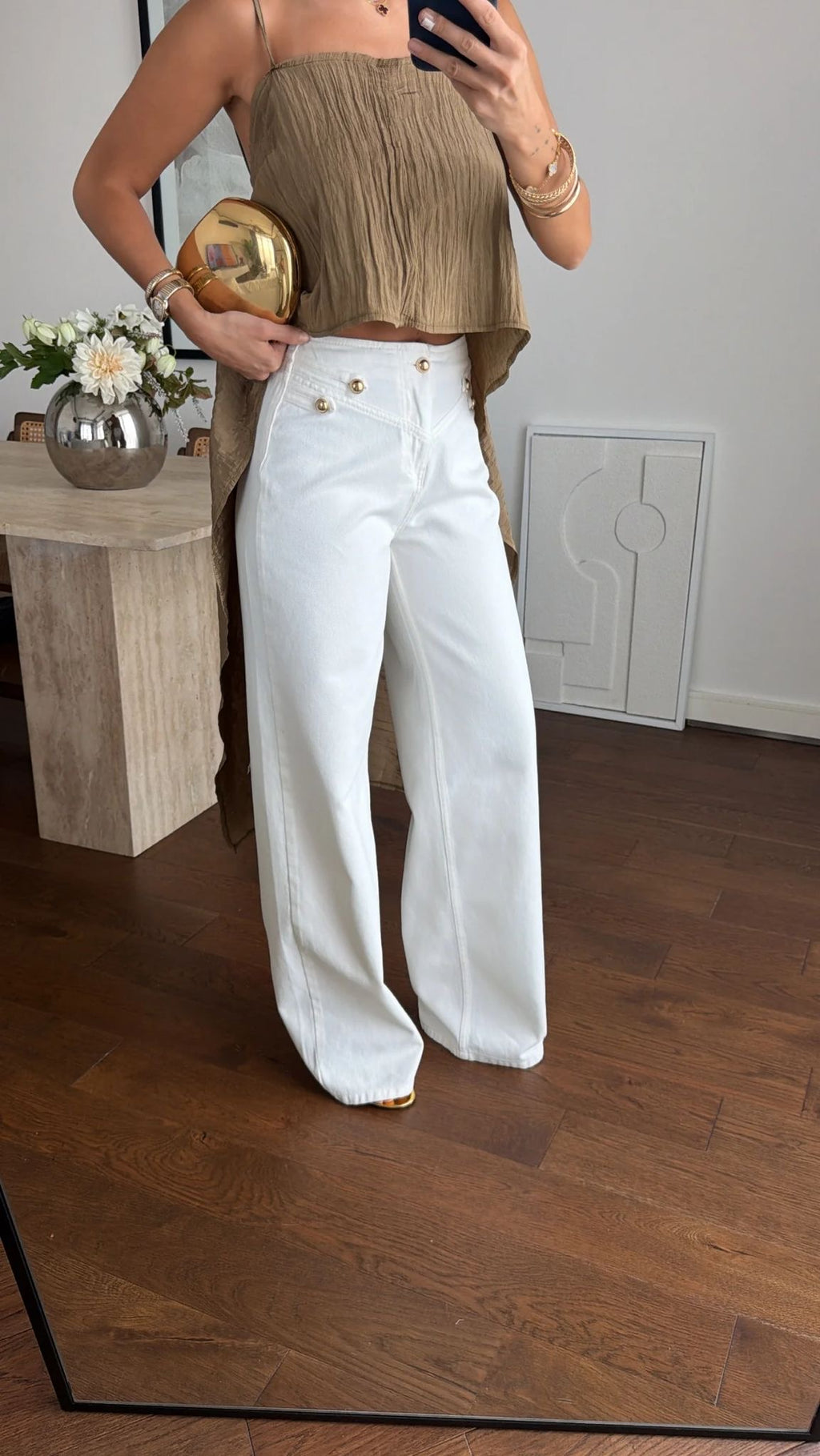 Marina Gold Button Jeans