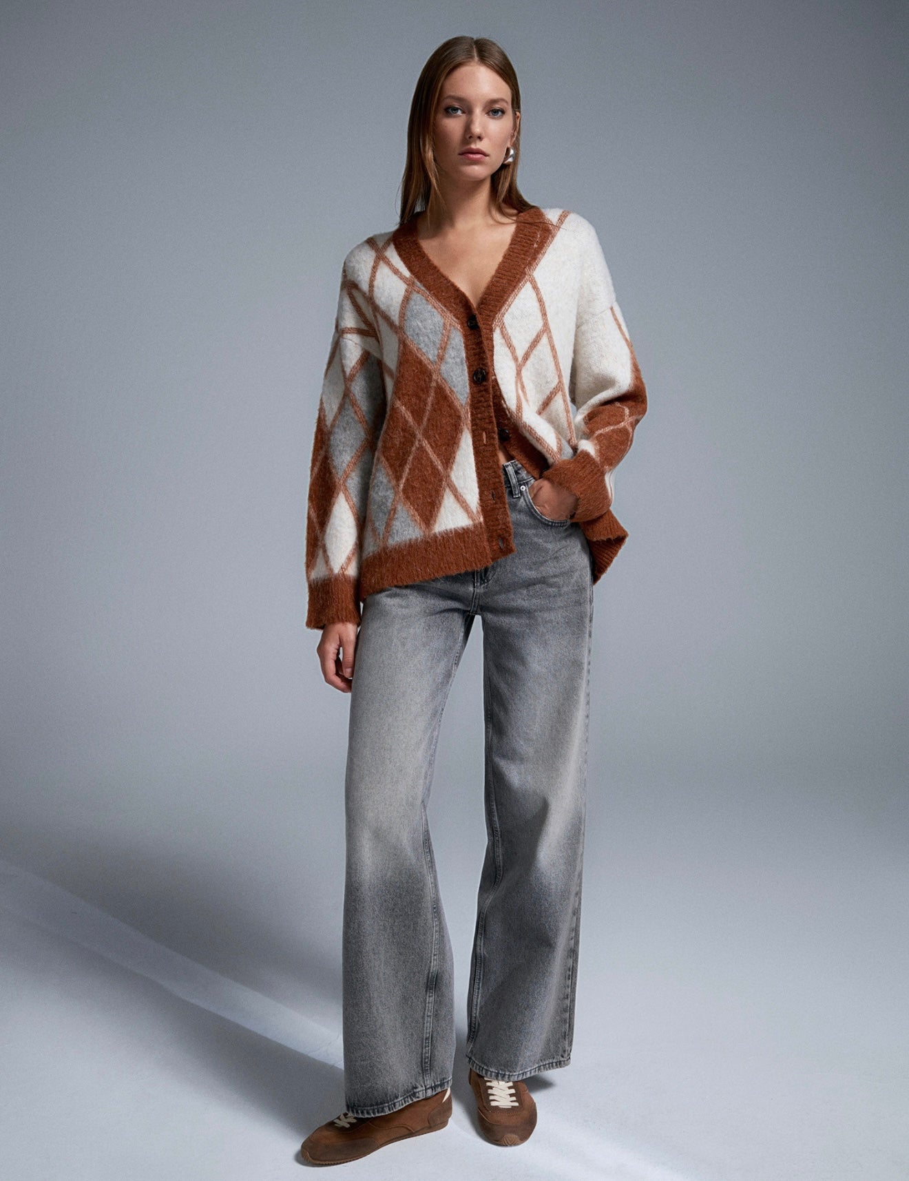 Argyle Cardigan caramel