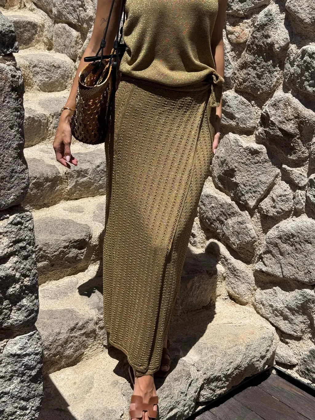 Golden Knit Cover Up