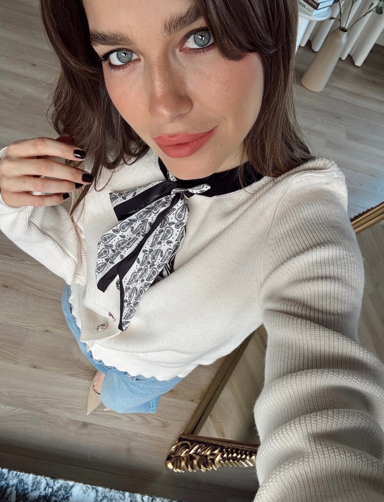 Scarf-detailed Cardigan