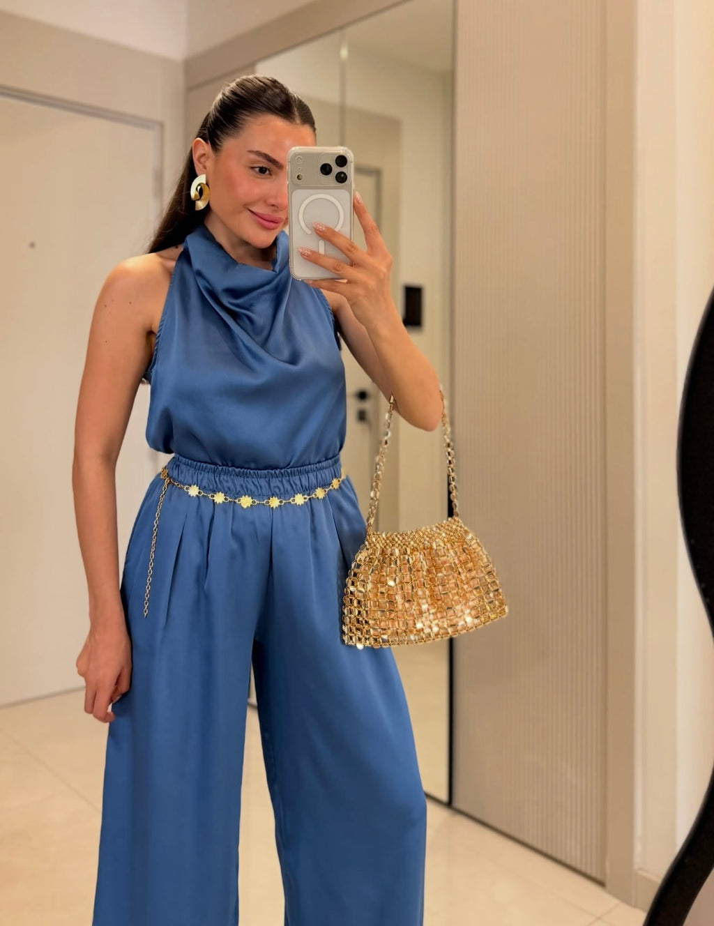 Blue Satin Set