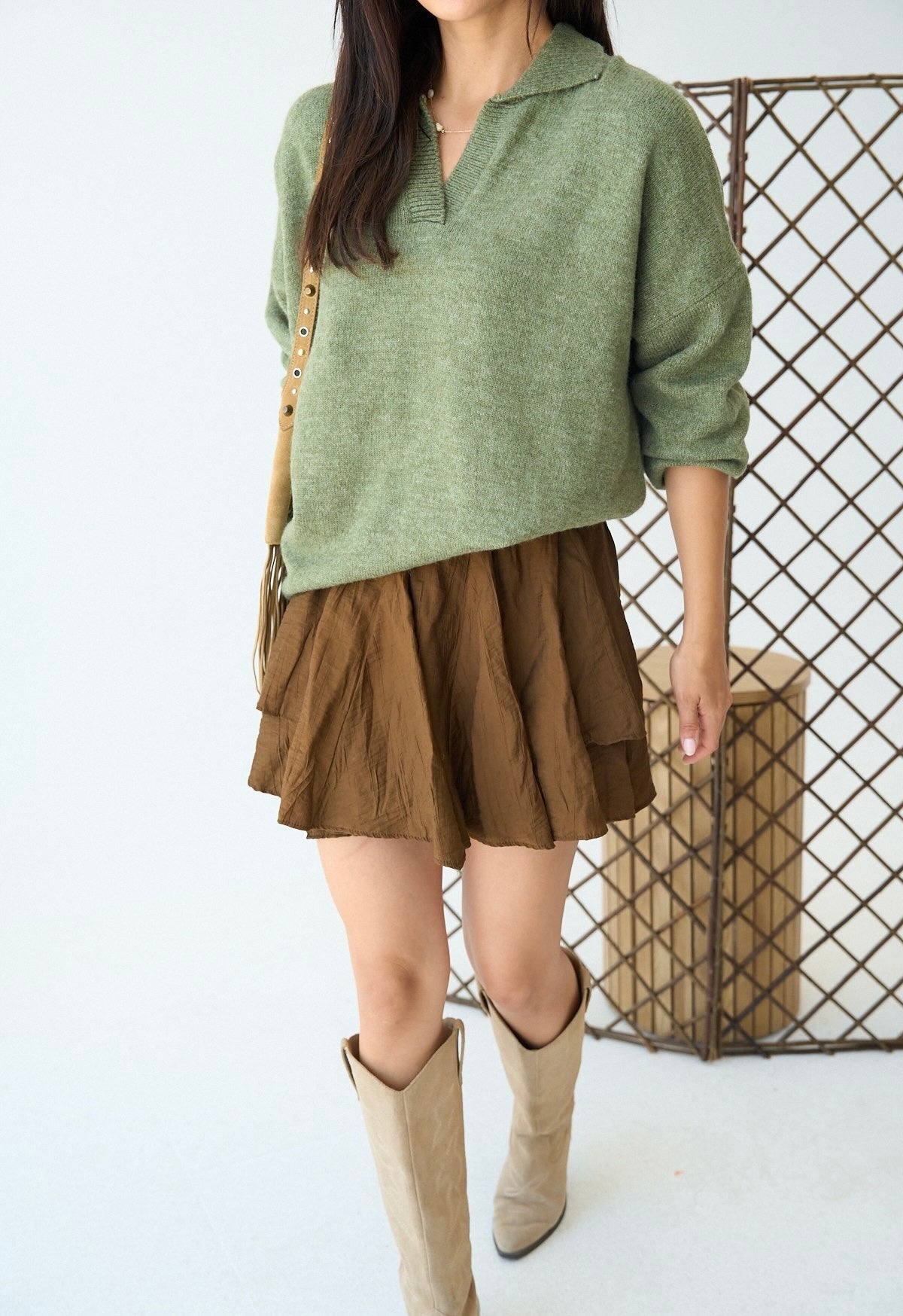 Green V-neck Sweater