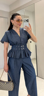 Ruffled Denim Set