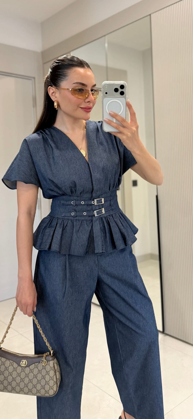 Ruffled Denim Set