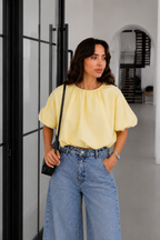 Balloon sleeves top - yellow