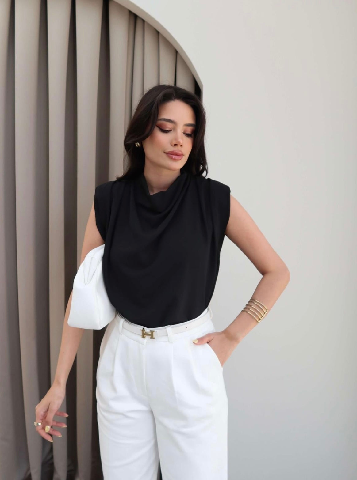 Drappe Satin Top