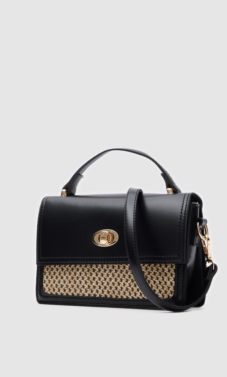 Leather & Straw Bag