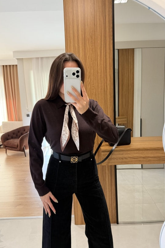 Brown top with scarf