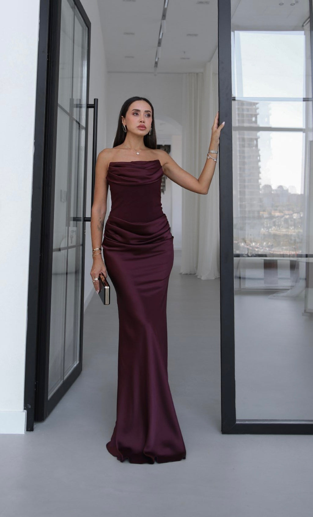 Burgundy Satin Dress