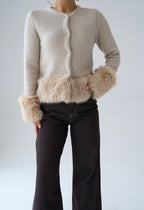 Fur-detailed Cardigan