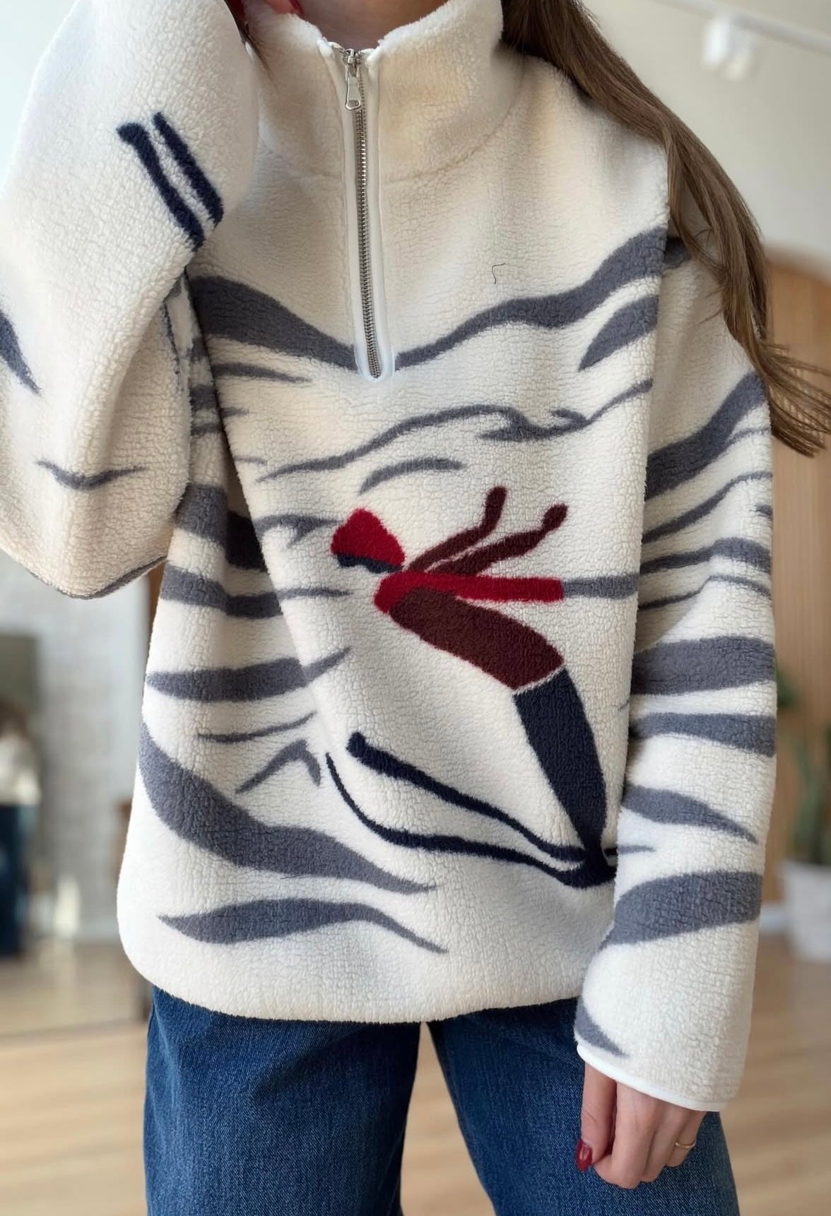 Grey print Ski-sweater